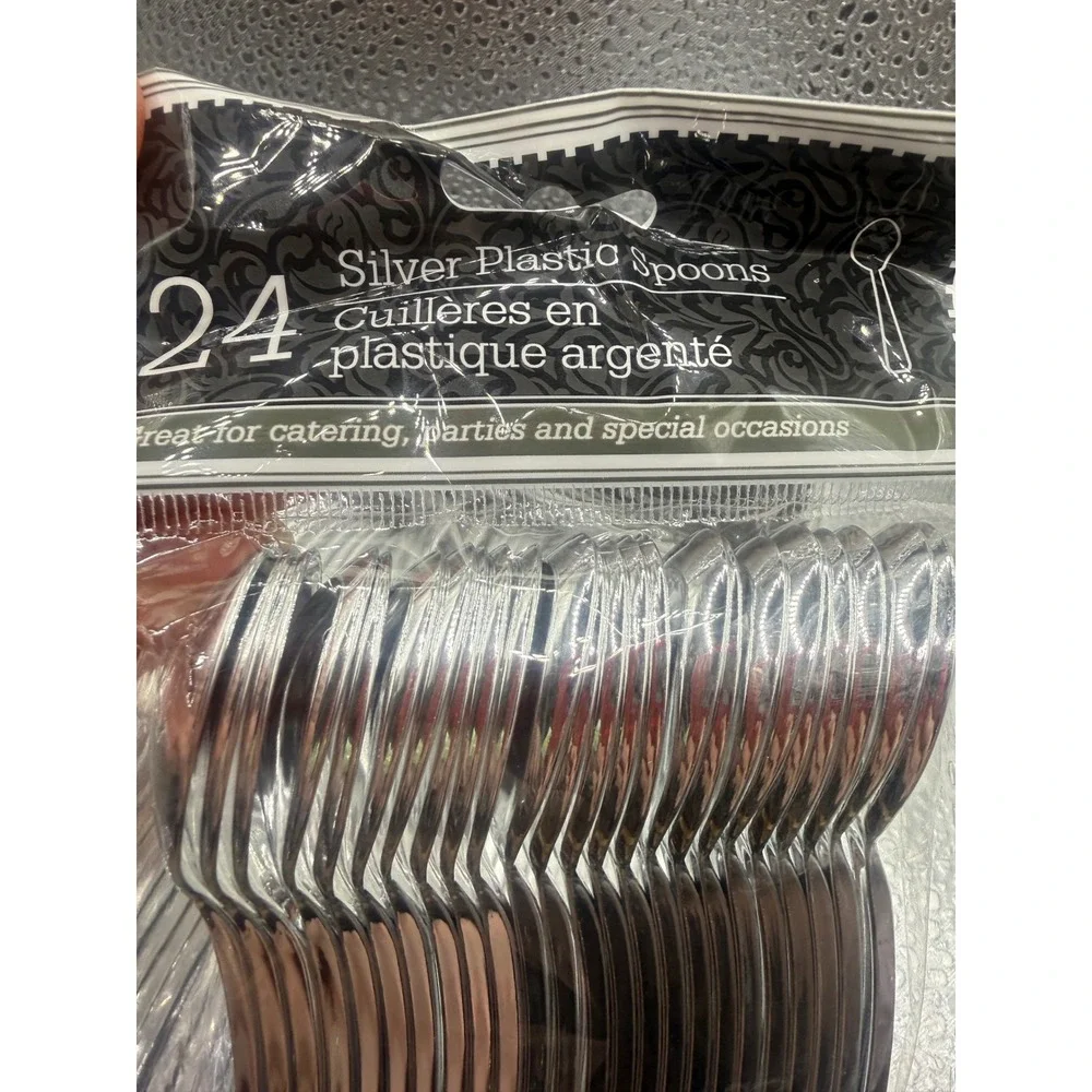 Greenbrier International Silver Plastic Cutlery Set 96pc Forks Spoons Bulk Pack